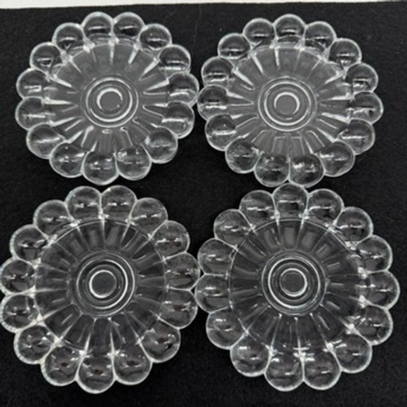 Anchor Hocking Other - Set of 4 MCM Anchor Hocking Boopie Bubble Clear Glass Flower Sunburst Coasters